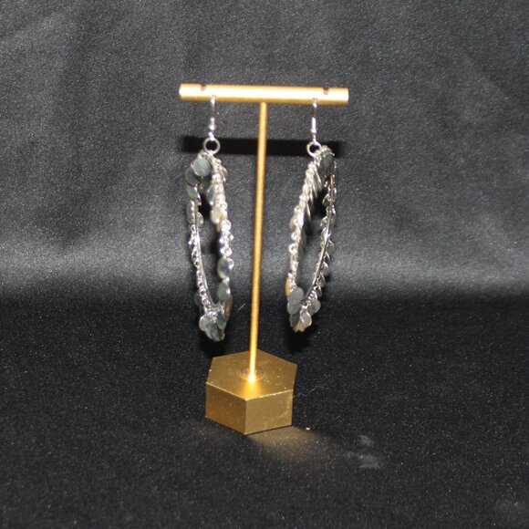 Silver Tone Large Hoop Earrings - Picture 4 of 8